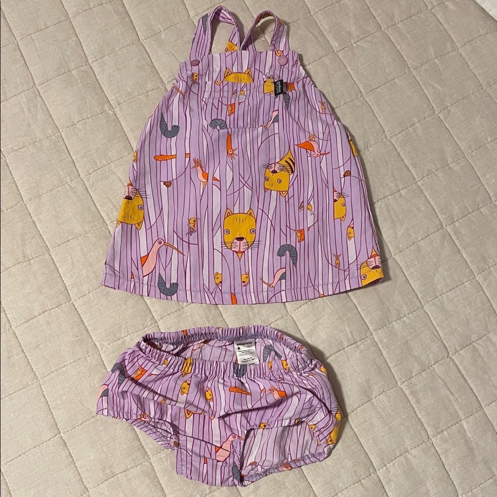 Purple Cat Print Baggies Baby Top and Bloomers Set